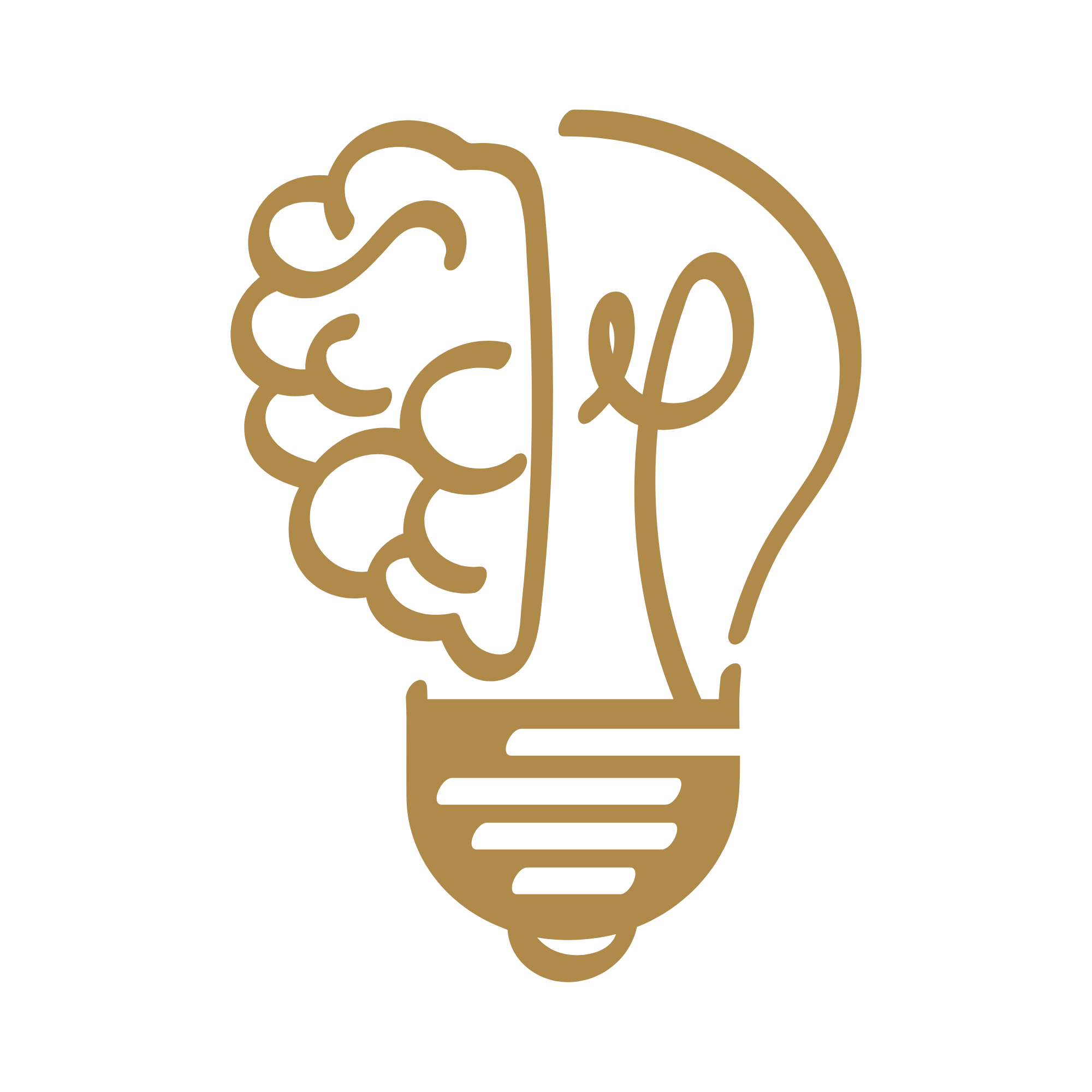 gold brain and light bulb icon